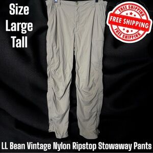 LLBean Vintage Nylon Ripstop Stowaway Pants Mens Size Large Tall FREE SHIPPING!